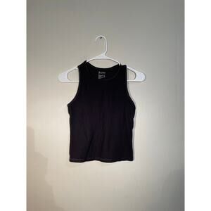 Alwrld Black Ribbed Racerback Cropped Athletic Tank Top
